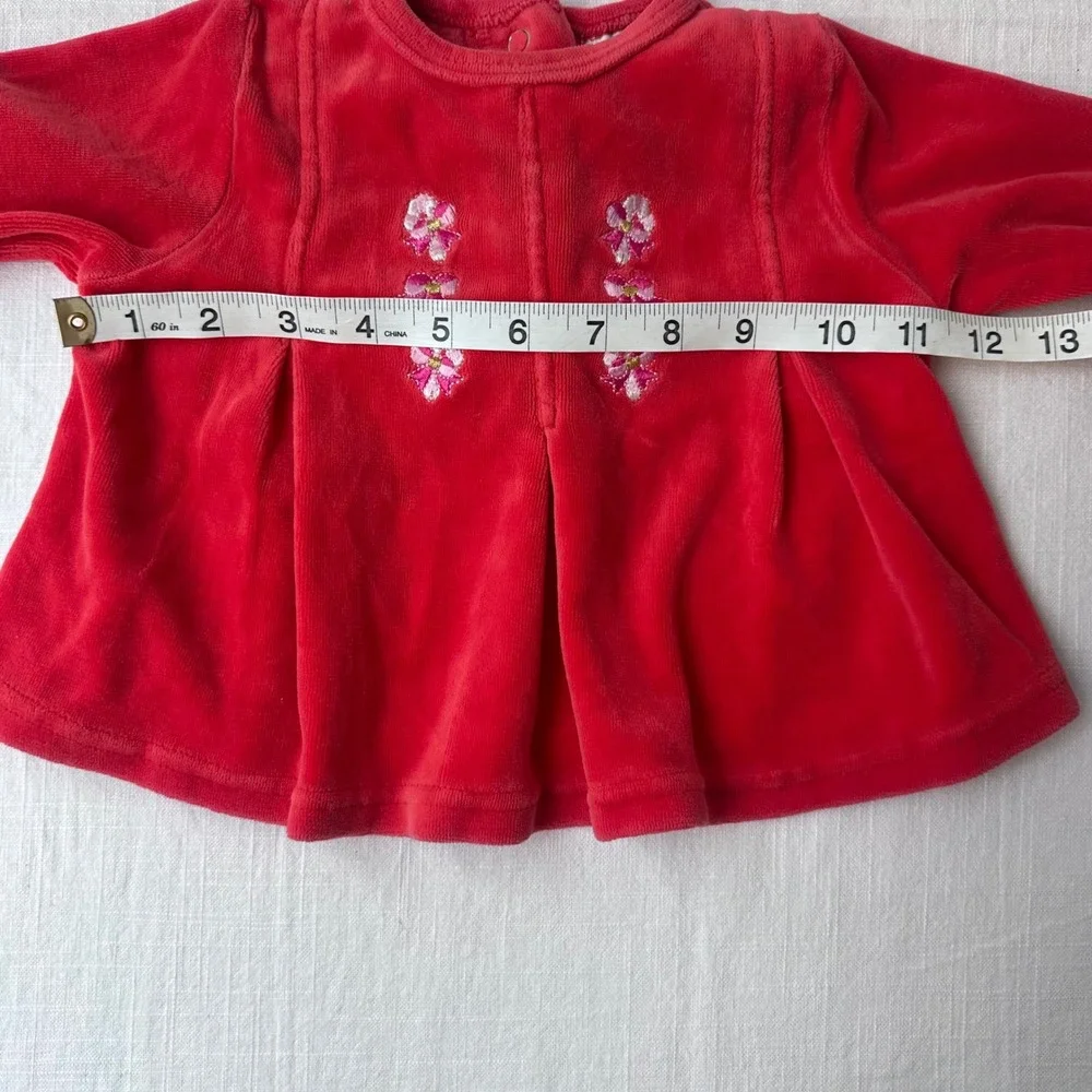 MK Bright Future Vintage Y2K Baby Velour Swing Top 6-9M Pink Floral Long Sleeve